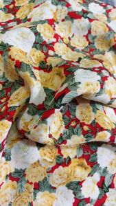 65cm x 1m4 vải lụa mango hoa mềm mát may áo kiểu váy bé (S22)