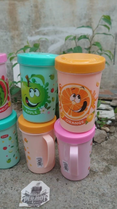 TERMURAH 6PCS GELAS MUG/GELAS PLASTIK SANGAT TEBAL/GELAS GAMBAR BUAH BUAHAN/GELAS CANTIK