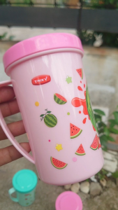 PALING MURAH MUG GELAS PLASTIK SANGAT TEBAL/GELAS MINUM BERGABAR BUAH BUAHAN/GELAS ES