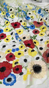 Kain/Bahan Tile Bordir Garden Bunga