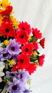 AF78 Bunga Aster Buket Ultah Wedding Gift Daissy Blossom Artificial Flower Bouquet