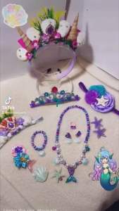 5pcs Mermaid Accessories Headband necklace earrings ring