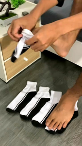 3 PASANG KAOS KAKI PUTIH HITAM DI ATAS MATA KAKI DEWASA COWOK / CEWEK BISA PAKAI