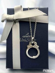 Unisilver 925 Sterling Silver Hand Cuff Design Pendant #PSM58-1001