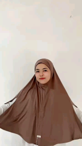 ZhiadHijab Bergo Instan Kaos Belah Pinggir Size XL Nyaman Lembut Muslim Kerudung Khimar Wanita Syari Hitam