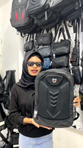 Tas Punggung Pria Ransel Laptop Emboss PEGE Thorzy untuk Gaya Kasual Model Polos Hitam - PG 13