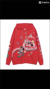 เสื้อฮู้ด Mickey Christmas hoodie งานแท้ สีแดง คริสต์มาส แบรนด์❣️DISNEY❣️แท้💯% (TS663)