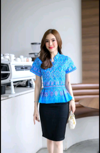 เสื้อคอจีนลายขอพระราชทาย M L Xl