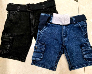 Kids denim short 6pocket with belt size 4yrs old to 14yrs old