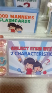 Select item with 2 Characteristic for Early Learners and Speech SPED teaching Flashcards