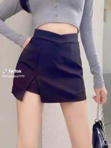 Chân váy ulzzang xẻ 1 bên chân váy xẻ Chân váy chữ A thun gân len xẻ tà nhiều màu co dãn