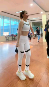 Set Crop Bra & Legging Tile High Waist Olahraga Gym Fitness Wanita