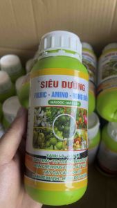 Phân bón lá SIÊU DƯỠNG AMINO RONG BIỂN chai 500ml kích rễ kích đọt lớn trái giải độc mát cây.
