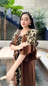 dres lalisa sopal leopard dres terbaru mewah dres motif kombinasi dres motif kekinian dres wanita viral termurah 2024