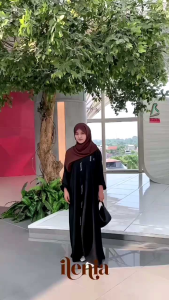 Ilenia - Gamis Najwa Payet Bunga Crinkle Premium Swarovski