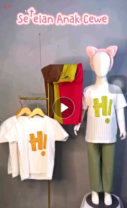 SETELAN BAJU ANAK PEREMPUAN BAHAN KNIT MOTIF HI UNTUK USIA 1-10 TAHUN