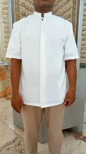 Baju Koko Remaja/Dewasa Putih Lengan Pendek Bordir