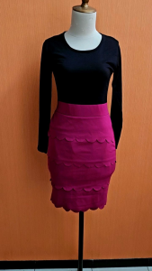 mini midi dress wanita hitam pink S M cewek bodycon MEWAH lengan panjang rok model umpak