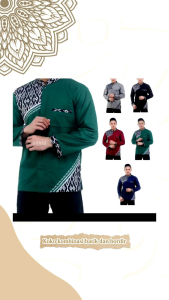 Baju Koko Muslim Dewasa: Kombinasi Batik & Bordir Lengan Panjang