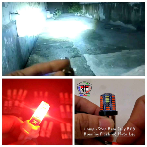 Paket Komplit ( DOUBLE H6 Laser + Stop Rem Jelly 48 MATA RGB + Sen Jelly 4 Warna Depan Belakang RGB DC 12 Volt ) Motorcycle Untuk Motor Lampu Depan 2 Pcs Seperti Supra Blade Jupiter dll