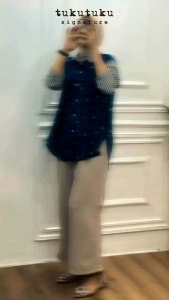 atasan kemeja rayon salur wanita jumbo fit to XXL terbaru mewah elegan