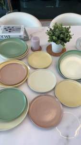 【พร้อมส่ง】 🍽️ จานเซรามิก สไตล์เกาหลี มินิมอล สีพาสเมล มี 2 ขนาด 8 นิ้ว และ 10 นิ้ว เข้าไมโครเวฟได้ จานทรงกลม