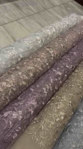 Bahan Kebaya Brokat Tile Garden Floral Harga Setengah Meter Warna Hitam & Rosegold
