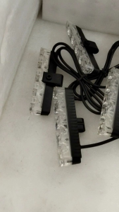 lampu strobo cepit grill depan mobil/lampu strobo patwal 4 led  418 Tipis- Putih-Putih -1Set