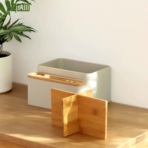 RAK2121 Kotak Penyimpanan Organizer 4 Sekat / Pen Holder Bambu Gaya Jepang Import