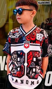 Kanome Jersey Anak Rugby NFL Oversize Unisek Number Premium Usia 3-12 Tahun Dryfit Brazil Embos
