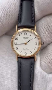 SEIKO Quartz Exceline ตัวเรือนทองชุบ นาฬิกาผู้หญิง มือสองของแท้