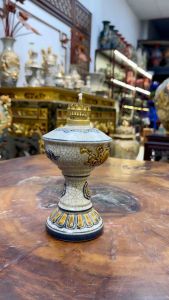 Đèn Dầu Gốm Sứ Bát Tràng Men Rạn Đắp Nổi Đèn Dầu Thắp Ban Thờ Đèn Dầu Châm Hương