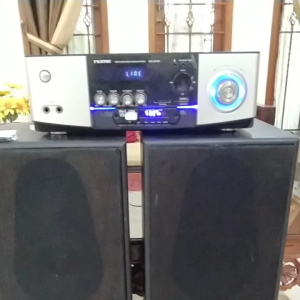 Home theater DVD Amplifier alat pemutar/player Radio Aux USB Memory card dengan AMPLIFIER Fujitec MSX-DF99P Original teknologi Fujitec corp + 2 unit salon original Fujitec. Body kokoh bebas karat dan keropos suara bersih jelas detail menggelegar