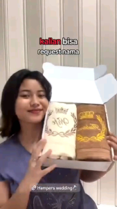 Handuk Ready Bordir Premium Kado Pernikahan Seserahan Wedding Hampers- MAHKOTA