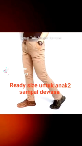 Celana Chino Pria Panjang & Pinggang Karet Size 27-38