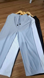 Celana stripe pants knit bagkok kulot high waist