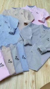 เสื้อเชิ้ตเด็กลายริ้วแขนยาวพร้อมส่ง ผ้าดีใส่สบาย รับรองไม่ผิดหวัง หมอนไม่ผิดหวัง