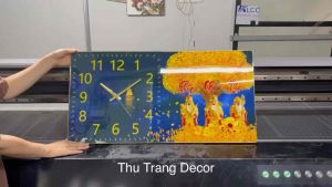 Đồng Hồ Tráng Gương Treo Tường "PHÚC LỘC THỌ" In UV 5D Cao Cấp Phong Cách Hiện Đại