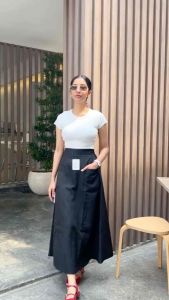 Himari Skirt - Rok Hitam Panjang Korean Style - Rok Maxi Kantong Depan -