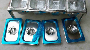 rak dan foodpan tempat toping ala mixsue isi 4 plus tutup