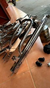 SWINGARM OVAL RX KING KROM KONTES BAHAN BESI LAS DOUBLE SUDAH BESERTA KELENGKAPANNYA TINGGAL PASANG SAJA