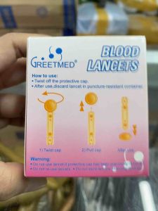 Kim dẹt lấy máu Blood Lancets Greetmed chính hãng hộp 100 cây (kim dẹp)