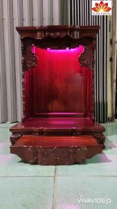 Bàn thờ thần tài ông địa gỗ gõ đỏ mẫu hiện đại mới nhất 61 x81cm ( màu nho )