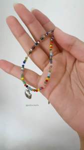 Vòng cổ đá hỗn hợp size mini Sully Choker phối kèm charm kitty KHÔNG GỈ dây chuyền dáng ngắn basic phong cách hàn quốc