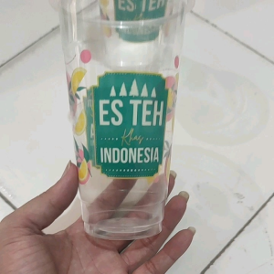 Gelas Printing ES Teh indonesia / Cup Teh Solo Datar 22oz isi 50pcs