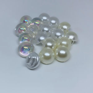 6pcs Pearl Button 12mm Perlas Cream White Crystal (Mushroom) - Plastic Round Pearl Buttons for Sewing and DIY Jewelry Making