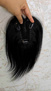 ทอปเปอร์ผมแท้ แผ่นปิดผมบาง เสริมหนา ขอบเนียน ทอมือเต็ม Real Natural Hair Net Topper 9×11ซม ผมยาว28ซม