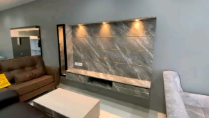 Bilik Furniture Contemporary Wall-Mounted TV Cabinet with LED Lighting & Free Installation - 6/7/8FT