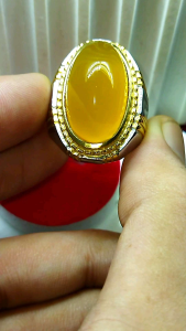 Cincin Batu Akik Anggur Kuning Oval Jumbo