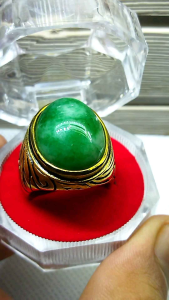 Cincin Batu Akik Giok Susu 15x20